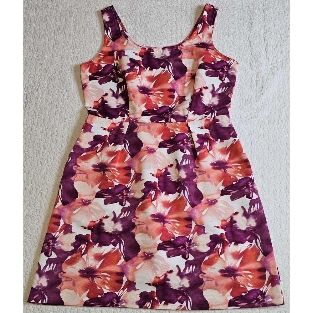 LOFT Fit & Flare Pleated Floral Dress